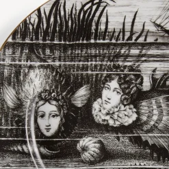 Fornasetti Piatti Decorativi^Placca Cerchio Sirene N.1 Bianco/Nero/Oro
