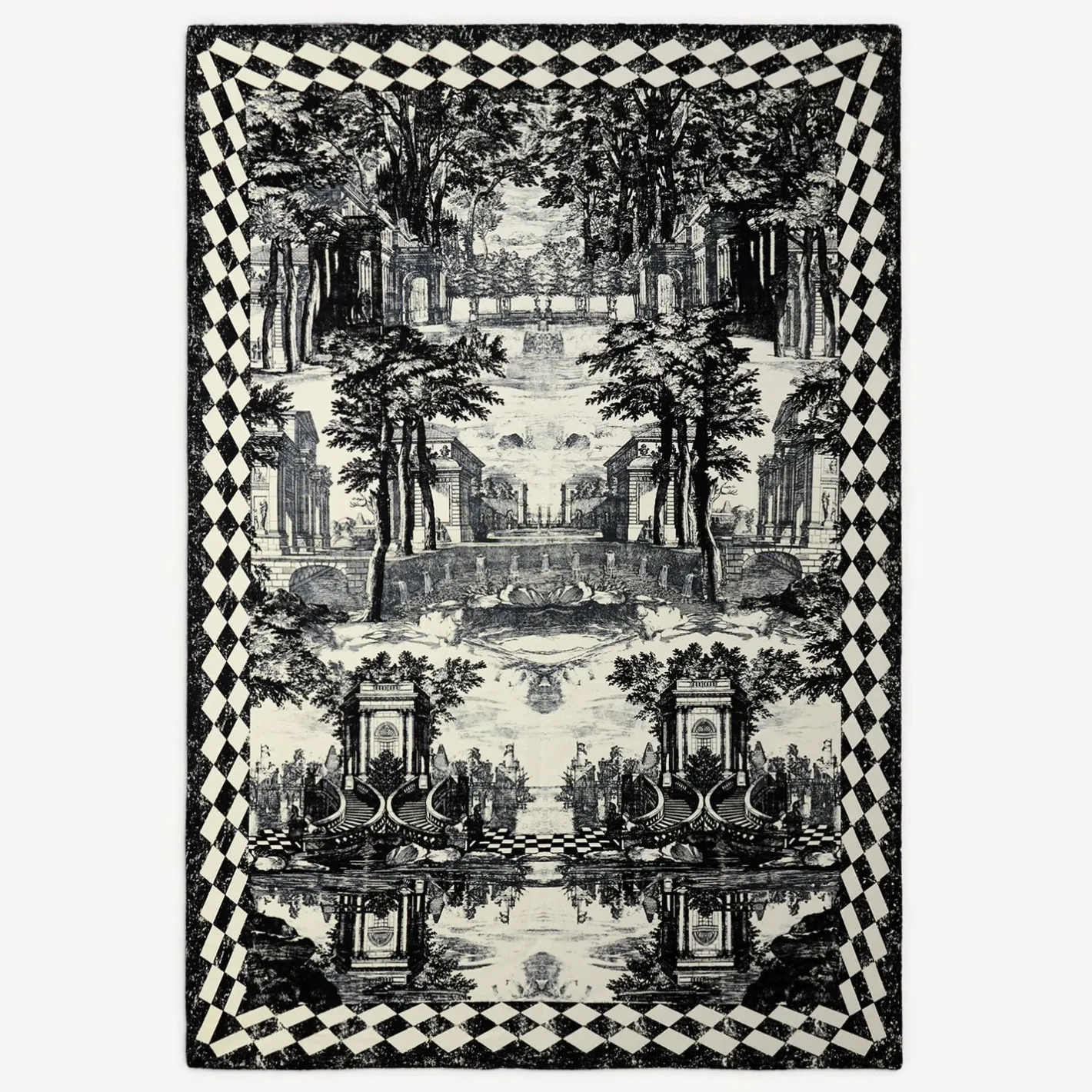 Fornasetti Plaid^Plaid In Cashmere Giardino Settecentesco Avorio/Nero