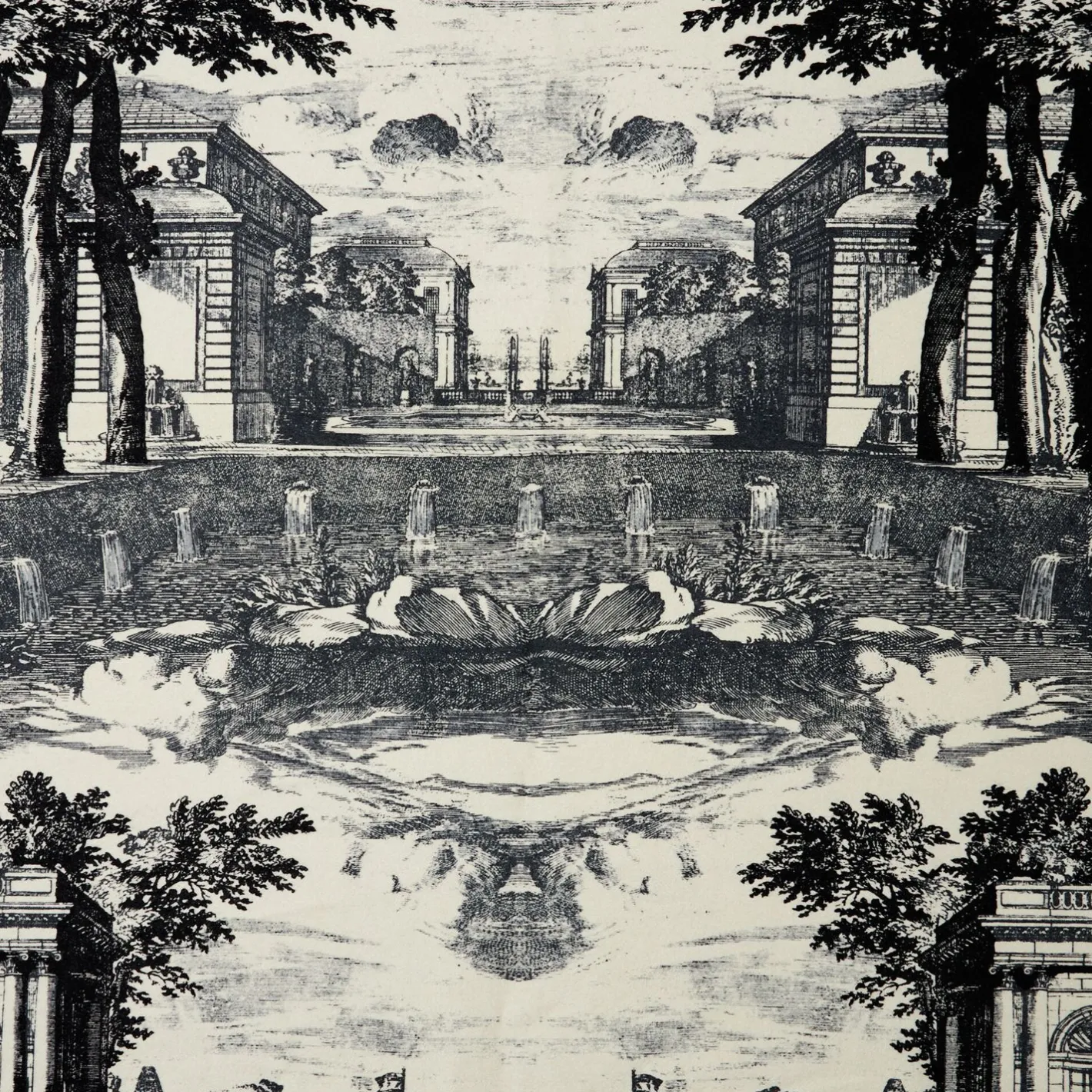 Fornasetti Plaid^Plaid In Cashmere Giardino Settecentesco Avorio/Nero