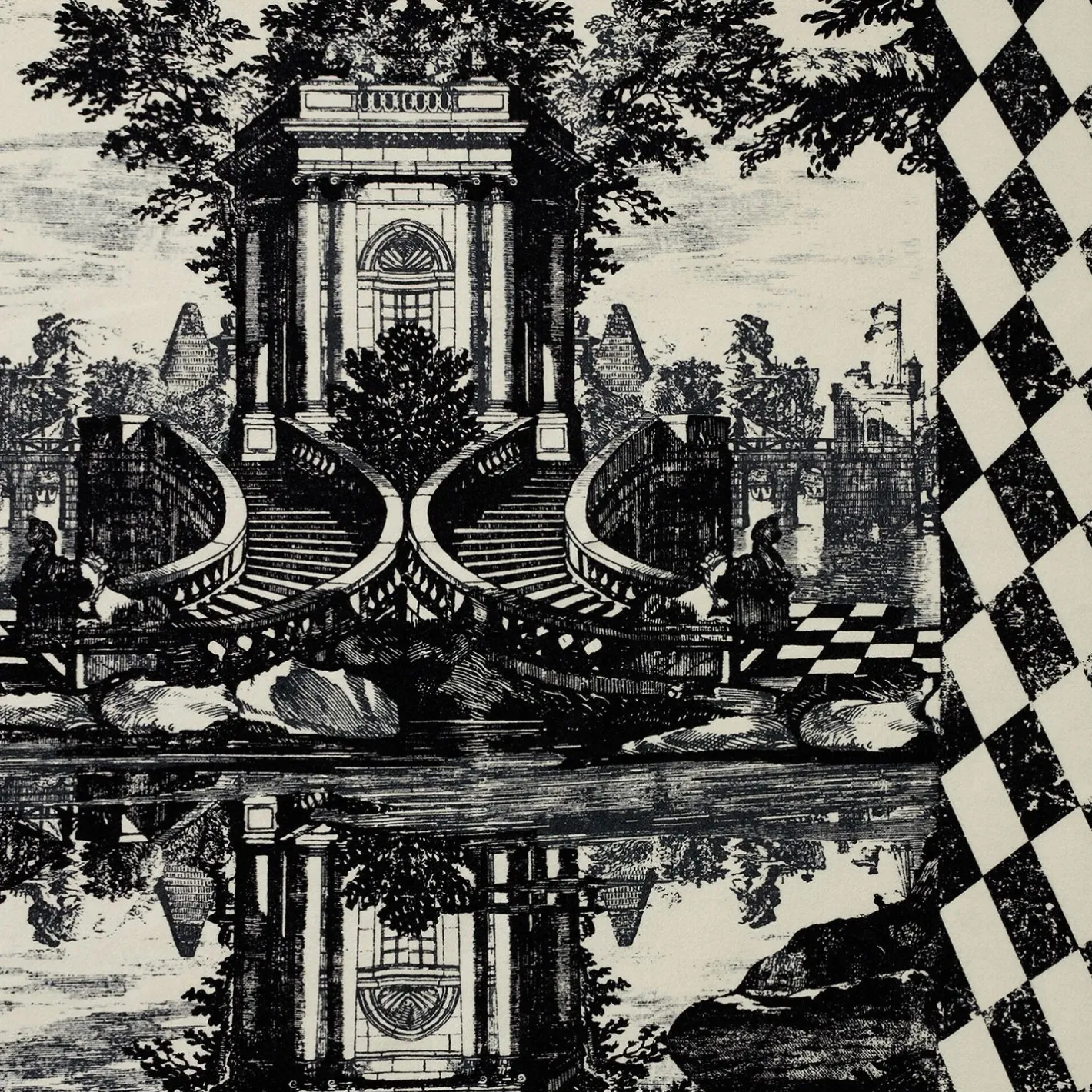 Fornasetti Plaid^Plaid In Cashmere Giardino Settecentesco Avorio/Nero