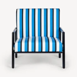 Fornasetti Salotti^Poltrona Da Esterno Rigato Turchese/Bianco/Nero