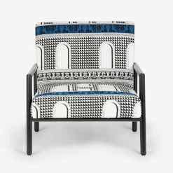 Fornasetti Salotti^Poltroncina Da Esterno Facciata Quattrocentesca Bianco/Nero/Turchese
