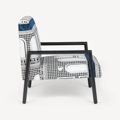 Fornasetti Salotti^Poltroncina Da Esterno Facciata Quattrocentesca Bianco/Nero/Turchese