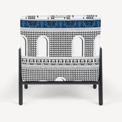 Fornasetti Salotti^Poltroncina Da Esterno Facciata Quattrocentesca Bianco/Nero/Turchese