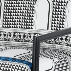 Fornasetti Salotti^Poltroncina Da Esterno Facciata Quattrocentesca Bianco/Nero/Turchese