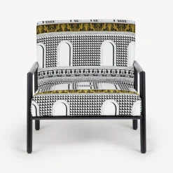 Fornasetti Salotti^Poltroncina Da Esterno Facciata Quattrocentesca Bianco/Nero/Giallo