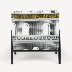 Fornasetti Salotti^Poltroncina Da Esterno Facciata Quattrocentesca Bianco/Nero/Giallo