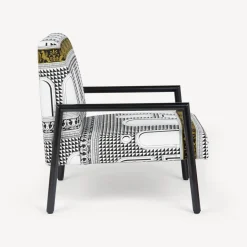 Fornasetti Salotti^Poltroncina Da Esterno Facciata Quattrocentesca Bianco/Nero/Giallo