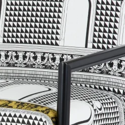 Fornasetti Salotti^Poltroncina Da Esterno Facciata Quattrocentesca Bianco/Nero/Giallo