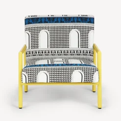 Fornasetti Salotti^Poltroncina Da Esterno Facciata Quattrocentesca Bianco/Nero/Turchese