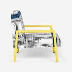 Fornasetti Salotti^Poltroncina Da Esterno Facciata Quattrocentesca Bianco/Nero/Turchese