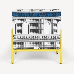 Fornasetti Salotti^Poltroncina Da Esterno Facciata Quattrocentesca Bianco/Nero/Turchese