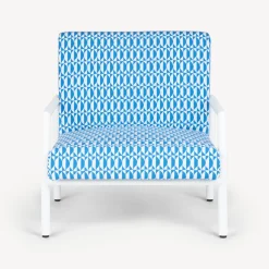 Fornasetti Salotti^Poltroncina Da Esterno Losanghe Turchese/Bianco