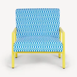 Fornasetti Salotti^Poltroncina Da Esterno Losanghe Turchese/Bianco/Giallo