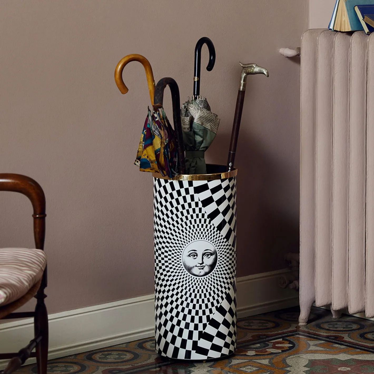 Fornasetti Portaombrelli^Portaombrelli Solecentrismo Bianco Nero