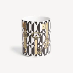 Fornasetti Piccoli Contenitori^Portapenne Chiavi E Losanghe Bianco/Nero/Oro