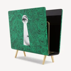 Fornasetti Portariviste^Portariviste Serratura Su Malachite Verde/Bianco/Nero