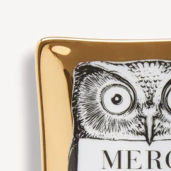 Fornasetti Posacenere Di Design^Posacenere Civetta Bianco/Nero/Oro