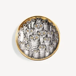 Fornasetti Posacenere Di Design^Posacenere Congresso Di Civette Bianco/Nero/Oro