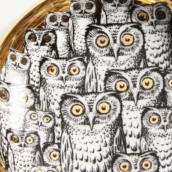 Fornasetti Posacenere Di Design^Posacenere Congresso Di Civette Bianco/Nero/Oro