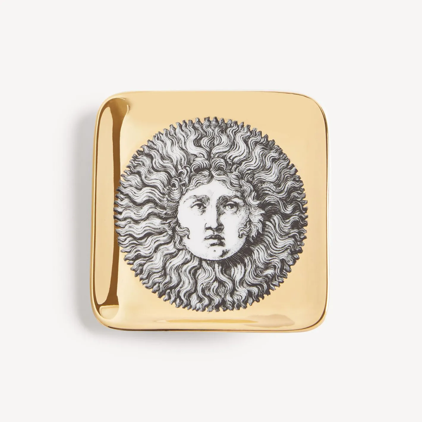Fornasetti Posacenere Di Design^Posacenere Re Sole Bianco/Nero/Oro
