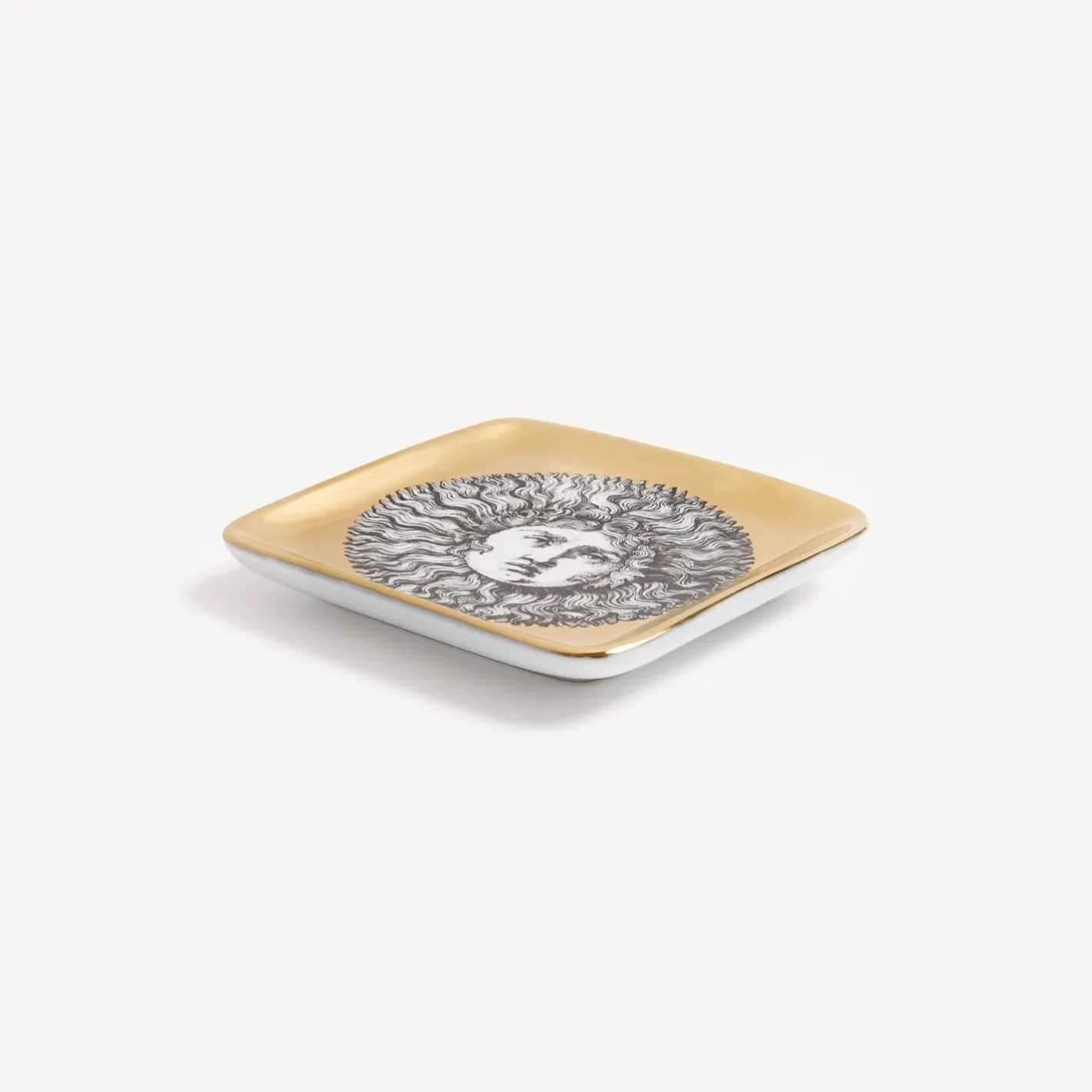Fornasetti Posacenere Di Design^Posacenere Re Sole Bianco/Nero/Oro