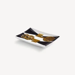 Fornasetti Posacenere Di Design^Posacenere Rettangolare Chiavi E Rombi Bianco/Nero/Oro