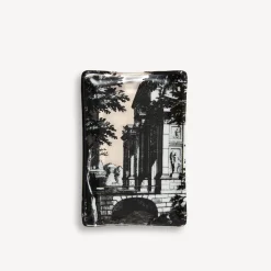 Fornasetti Posacenere Di Design^Posacenere Rettangolare Giardino Settecentesco Bianco/Nero/Platino