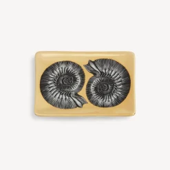 Fornasetti Posacenere Di Design^Posacenere Rettangolare Giro Di Conchiglie Bianco/Nero/Oro
