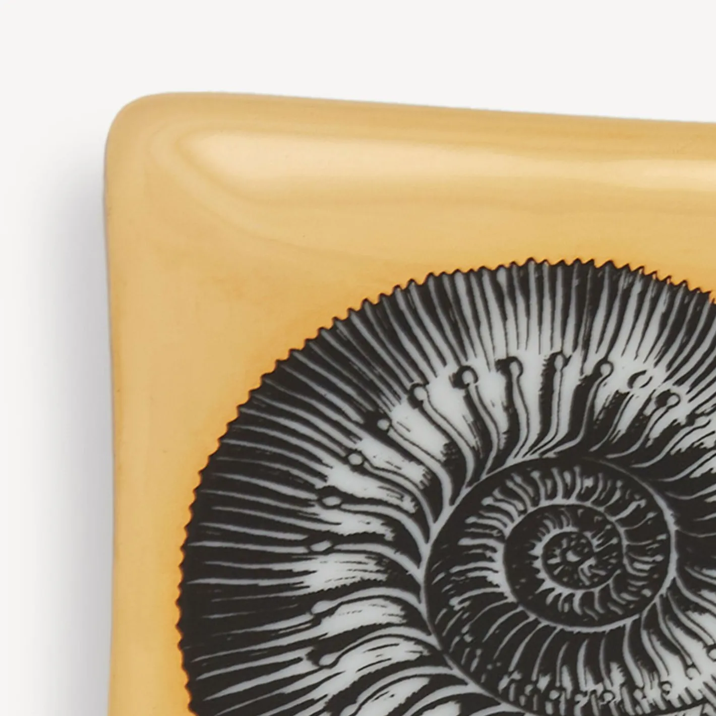 Fornasetti Posacenere Di Design^Posacenere Rettangolare Giro Di Conchiglie Bianco/Nero/Oro