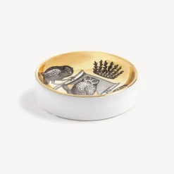 Fornasetti Posacenere Di Design^Posacenere Stemma Di Civette Bianco/Nero/Oro