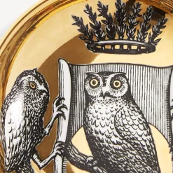 Fornasetti Posacenere Di Design^Posacenere Stemma Di Civette Bianco/Nero/Oro