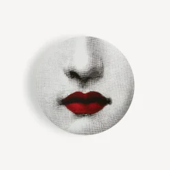 Fornasetti Piccoli Contenitori^Scatola Rotonda Red Lips - Tema E Variazioni N.397 Bianco/Nero/Rosso