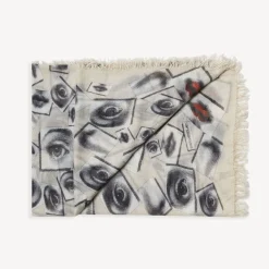 Fornasetti Cravatte^Sciarpa Occhi Bianco Nero
