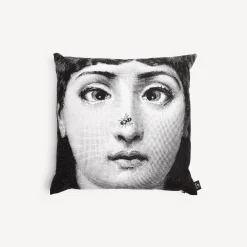 Fornasetti Cuscini^Scimmia Cuscino Bianco Nero