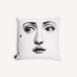 Fornasetti Cuscini^Scimmia Cuscino Bianco Nero