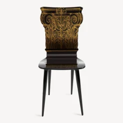 Fornasetti Sedie^Sedia Capitello Corinzio Oro/Nero