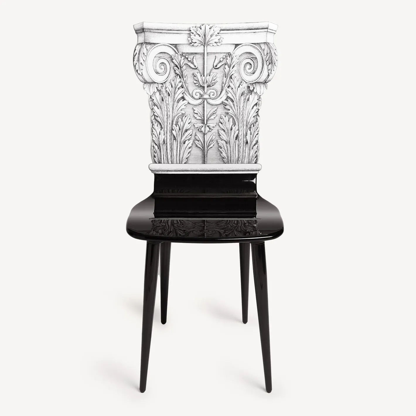 Fornasetti Sedie^Sedia Capitello Corinzio Bianco Nero