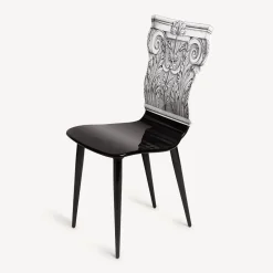 Fornasetti Sedie^Sedia Capitello Corinzio Bianco Nero