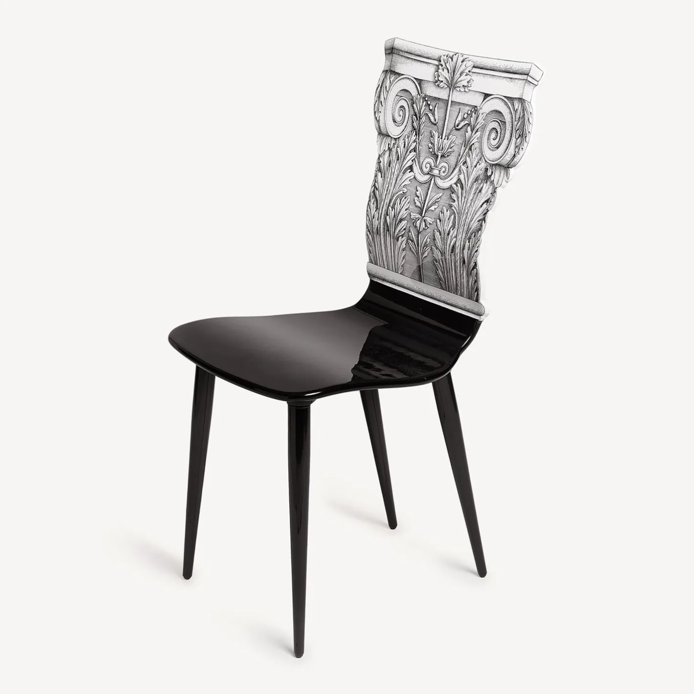 Fornasetti Sedie^Sedia Capitello Corinzio Bianco Nero