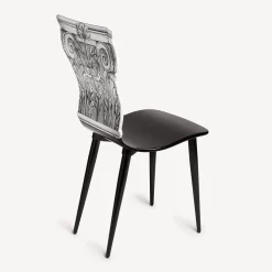 Fornasetti Sedie^Sedia Capitello Corinzio Bianco Nero