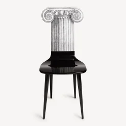 Fornasetti Sedie^Sedia Capitello Jonico Bianco Nero