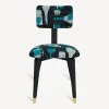Fornasetti Sedie^Sedia Imbottita Bottiglie Cocktail Nero/Bianco/Azzurro