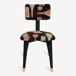 Fornasetti Sedie^Sedia Imbottita Bottiglie Cocktail Nero/Bianco/Salmone