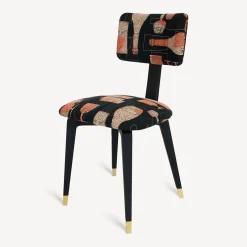 Fornasetti Sedie^Sedia Imbottita Bottiglie Cocktail Nero/Bianco/Salmone