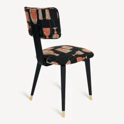 Fornasetti Sedie^Sedia Imbottita Bottiglie Cocktail Nero/Bianco/Salmone