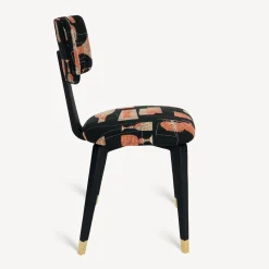 Fornasetti Sedie^Sedia Imbottita Bottiglie Cocktail Nero/Bianco/Salmone