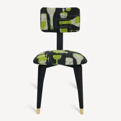 Fornasetti Sedie^Sedia Imbottita Bottiglie Cocktail Nero/Bianco/Verde