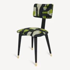 Fornasetti Sedie^Sedia Imbottita Bottiglie Cocktail Nero/Bianco/Verde