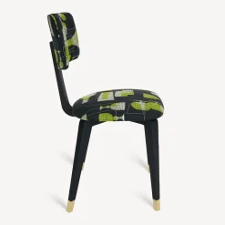 Fornasetti Sedie^Sedia Imbottita Bottiglie Cocktail Nero/Bianco/Verde